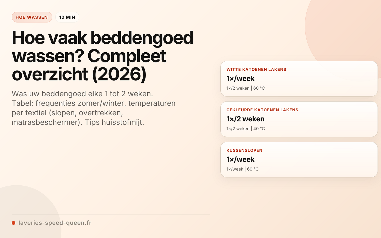 Wasfrequentie van het beddengoed