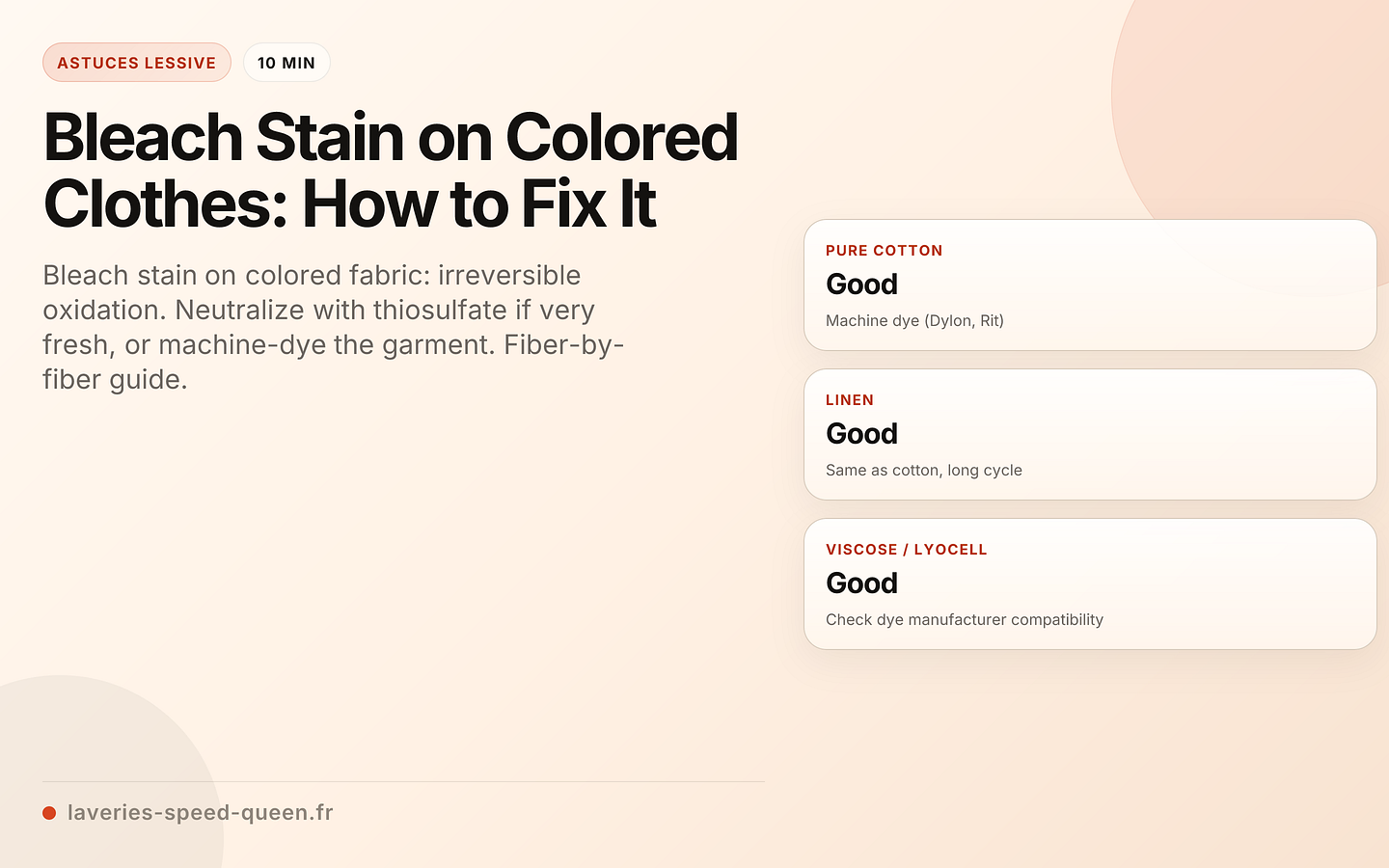 Protocol for rescuing a bleach stain on a colored garment