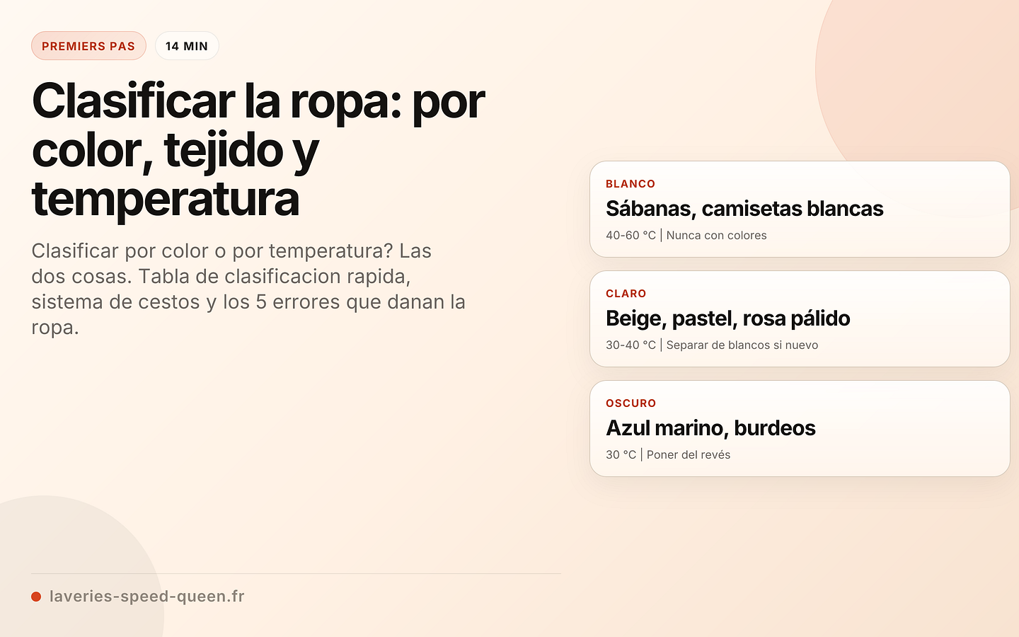 Clasificar la ropa: por color, tejido y temperatura