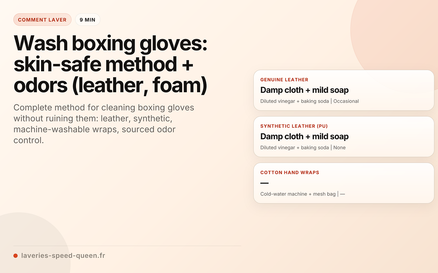 Wash boxing gloves: skin-safe method + odors (leather, foam)