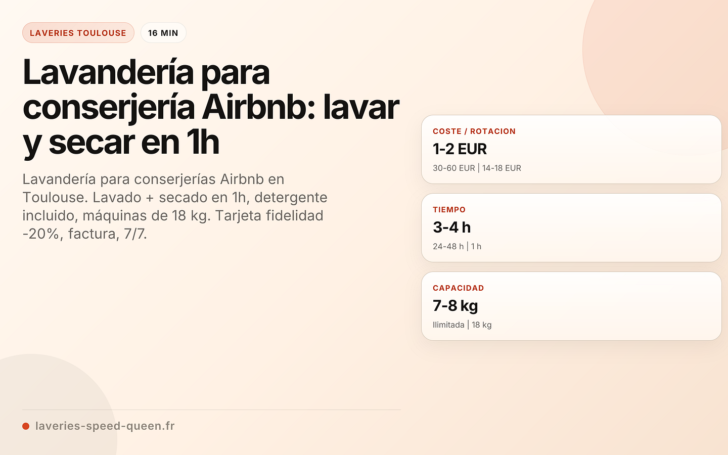 Lavandería para conserjería Airbnb: lavar y secar en 1h