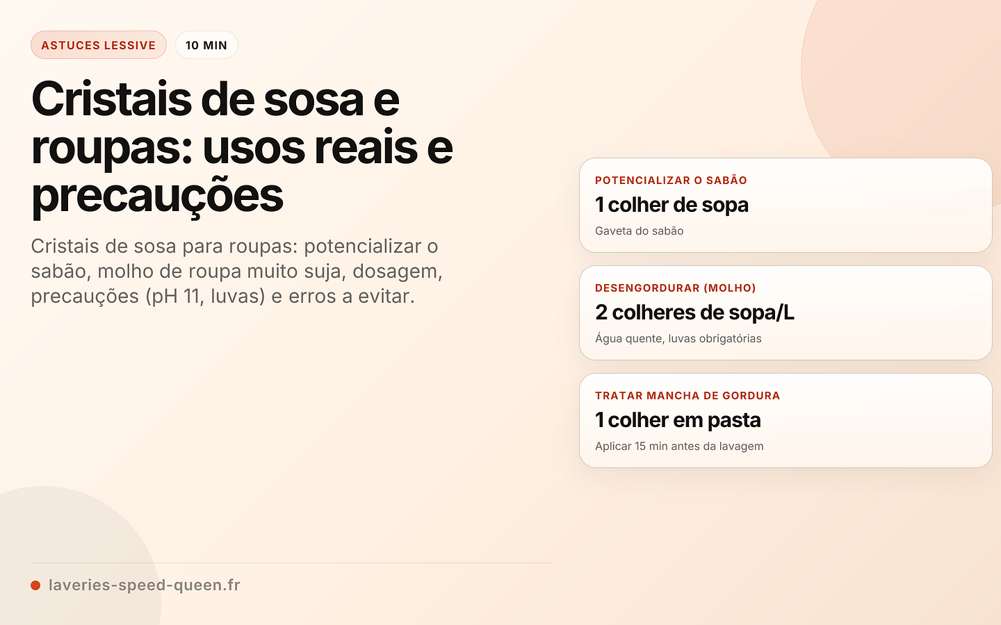 Cristais de sosa e roupas: usos reais e precauções