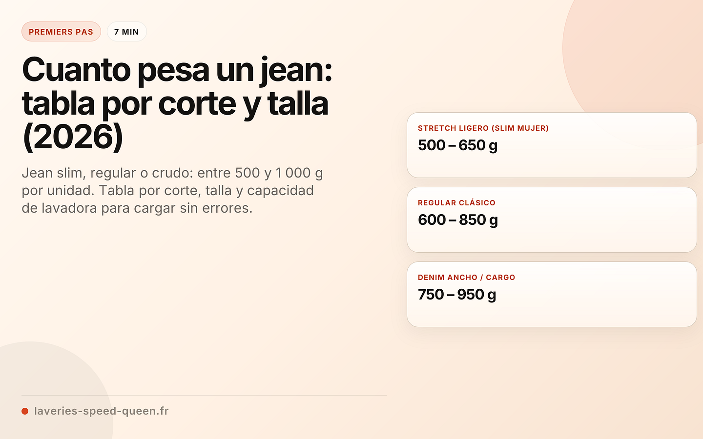 Cuanto pesa un jean: tabla por corte y talla (2026)