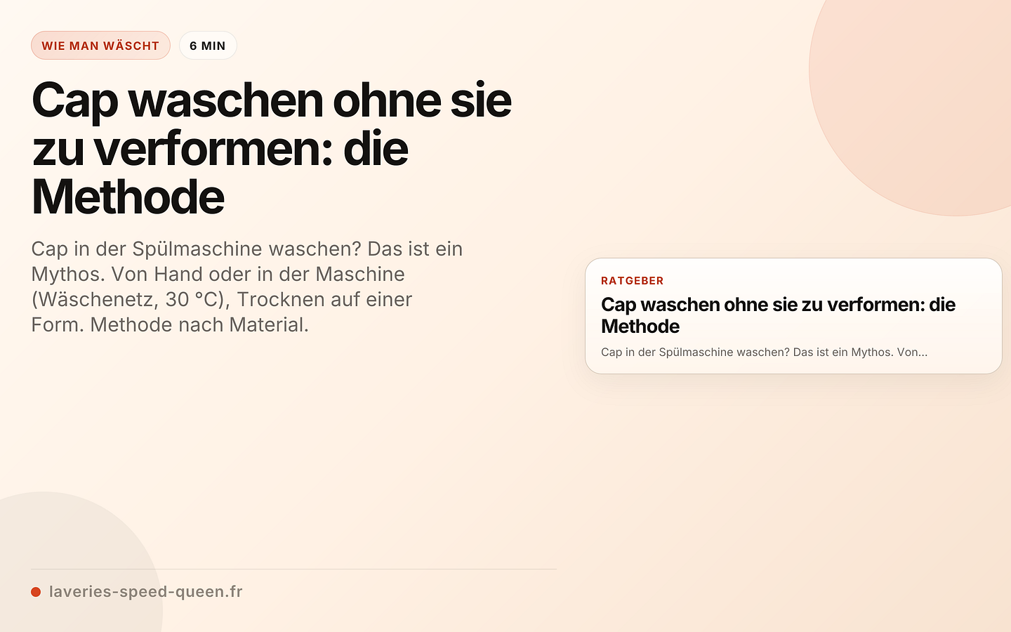 Cap waschen ohne sie zu verformen: die Methode