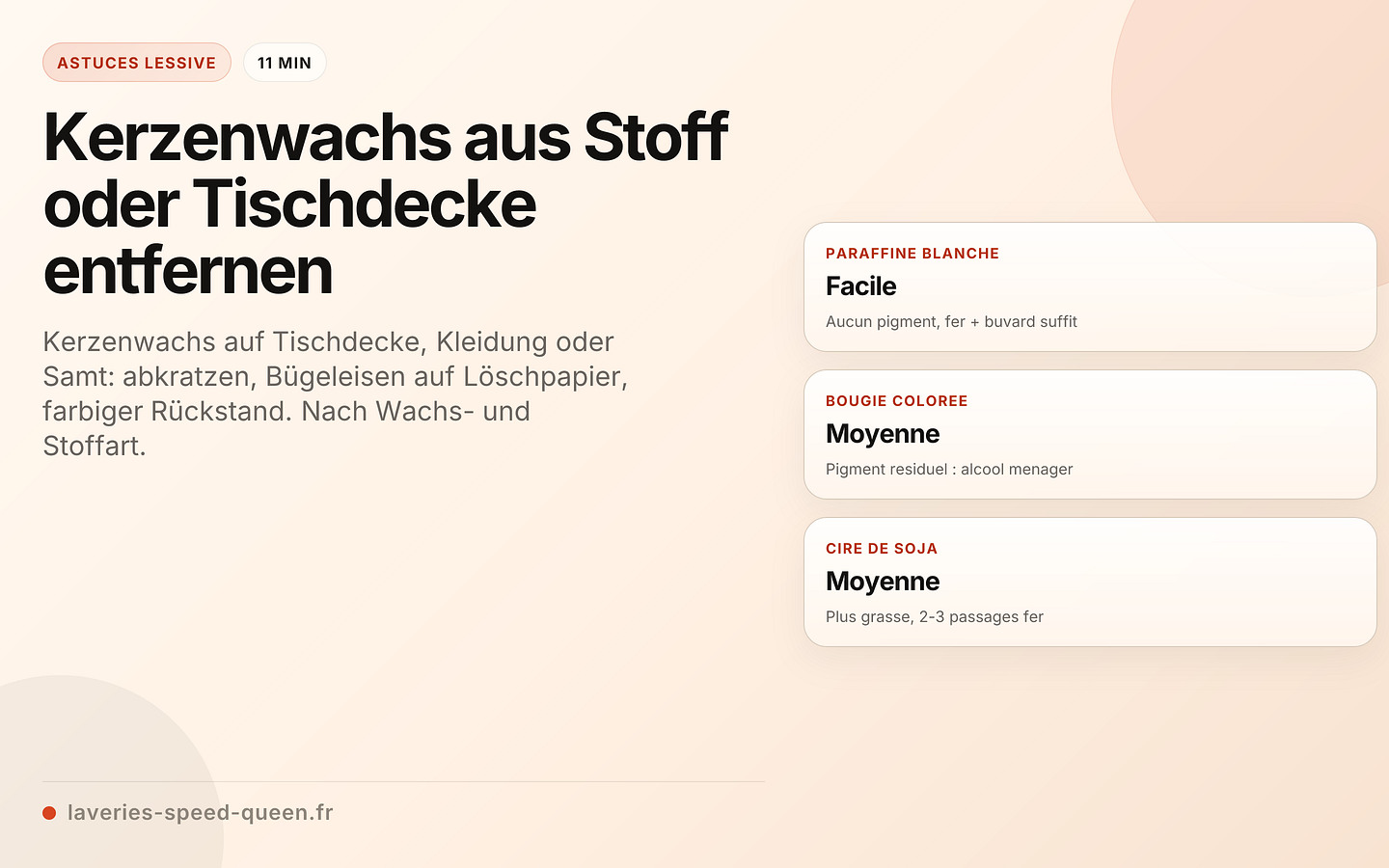 Kerzenwachs aus Stoff oder Tischdecke entfernen