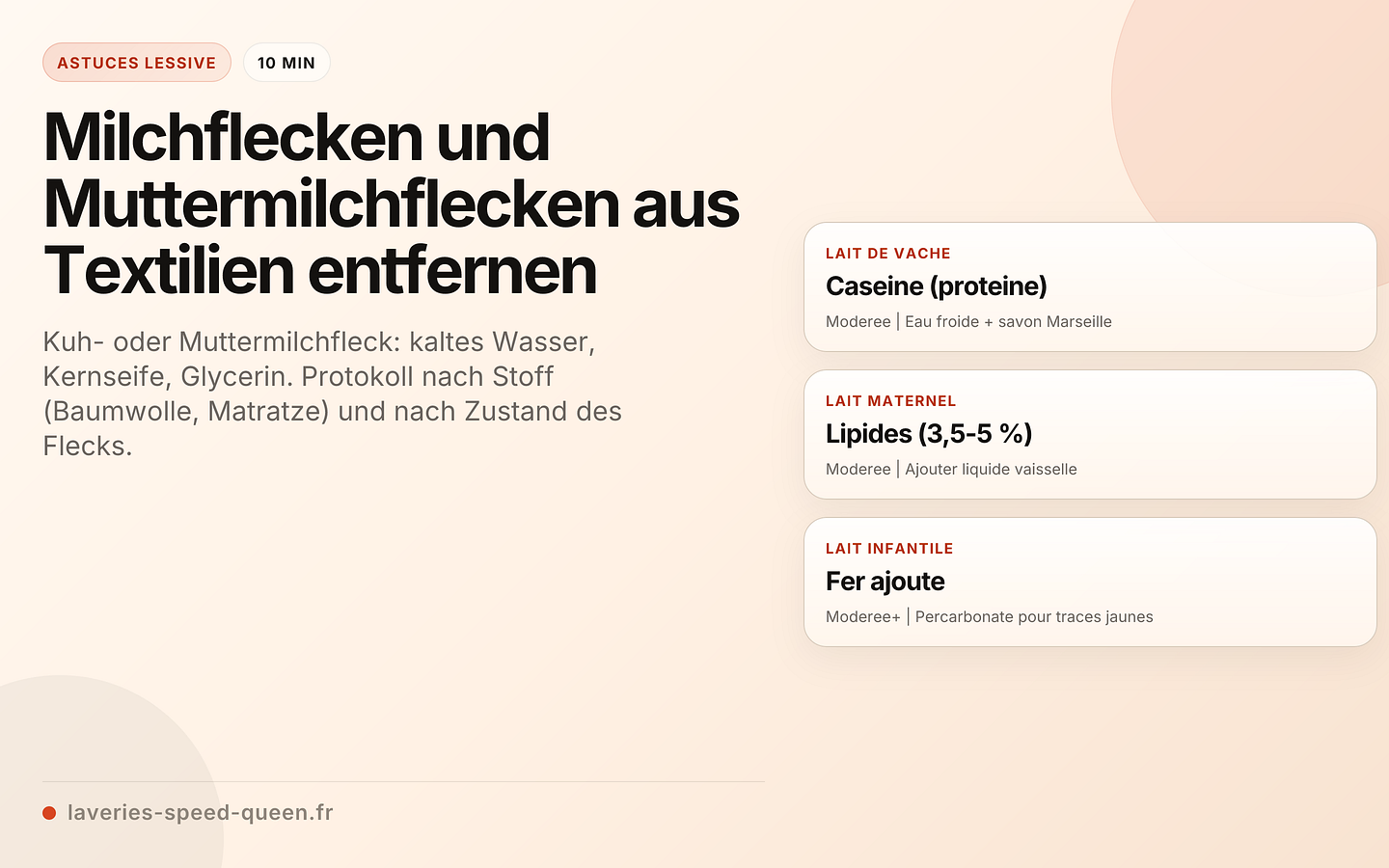 Milchflecken und Muttermilchflecken aus Textilien entfernen
