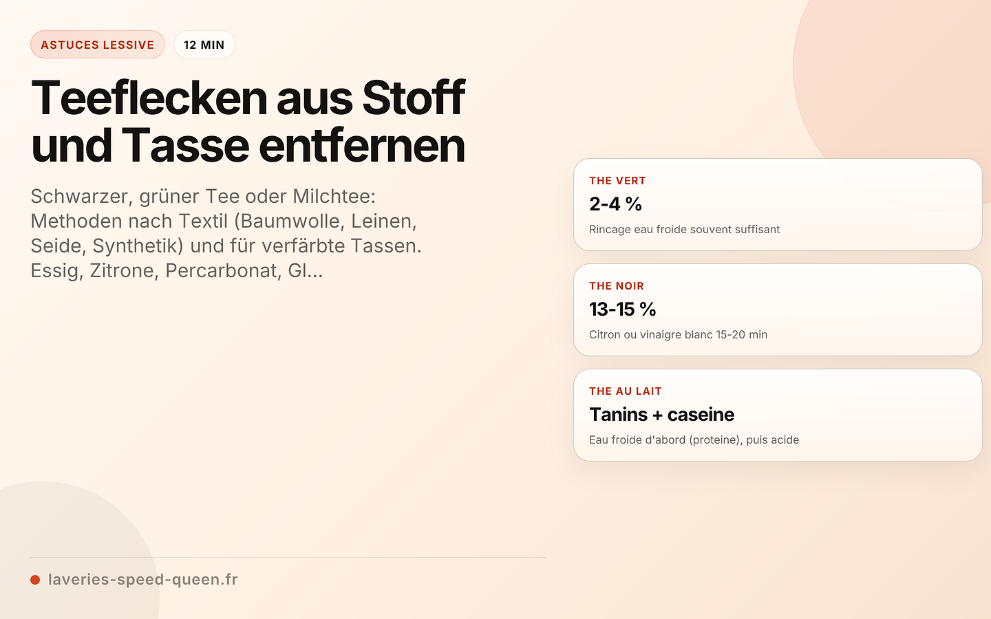 Teeflecken aus Stoff und Tasse entfernen