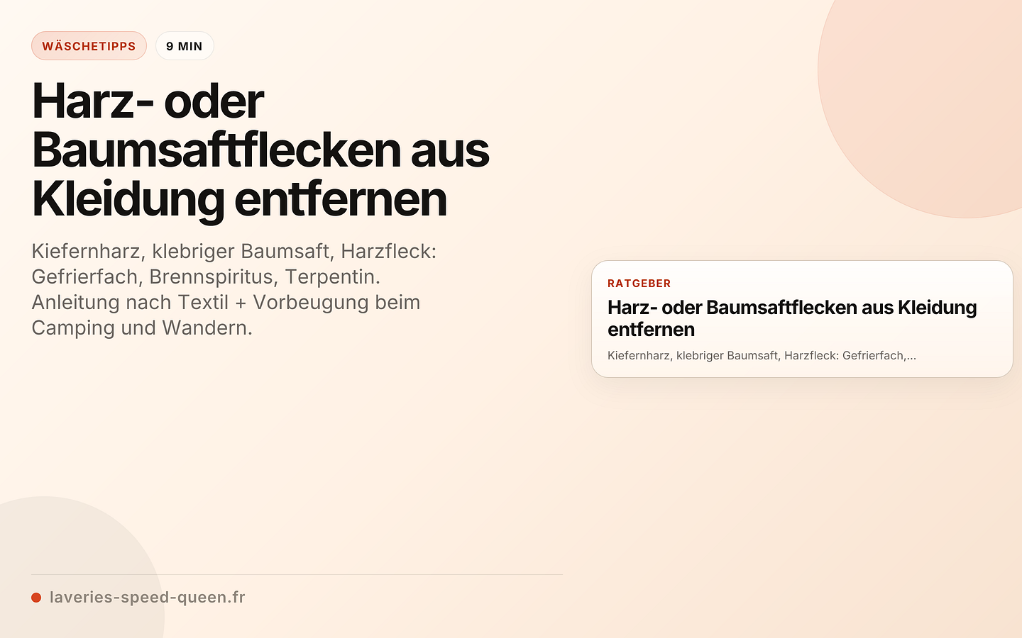 Harz- oder Baumsaftflecken aus Kleidung entfernen