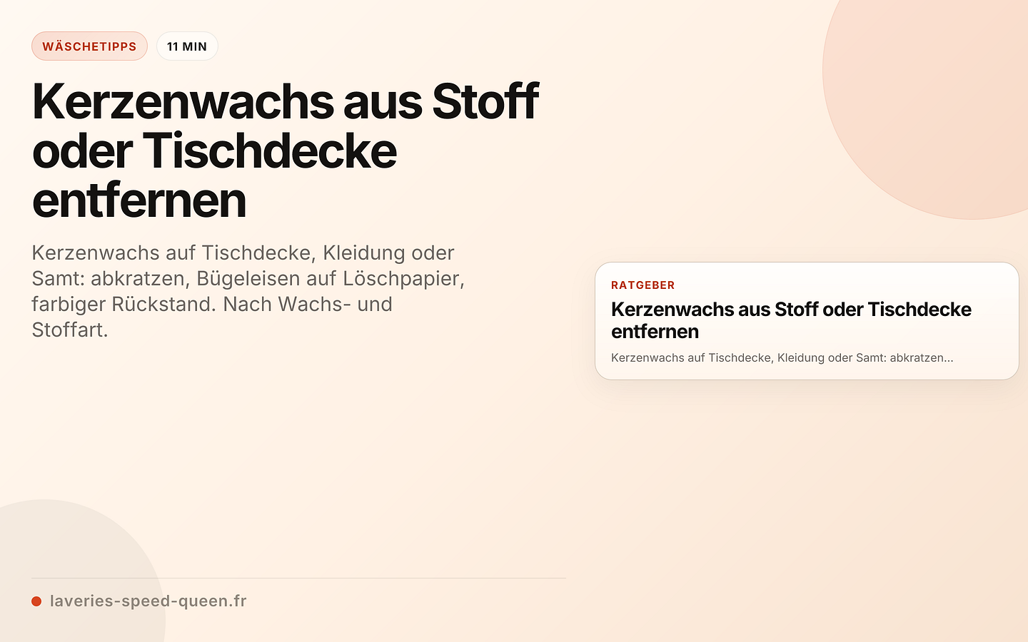 Kerzenwachs aus Stoff oder Tischdecke entfernen