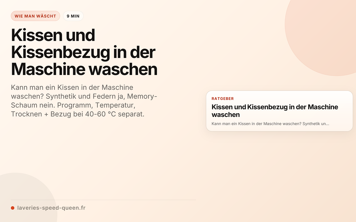 Kissen und Kissenbezug in der Maschine waschen