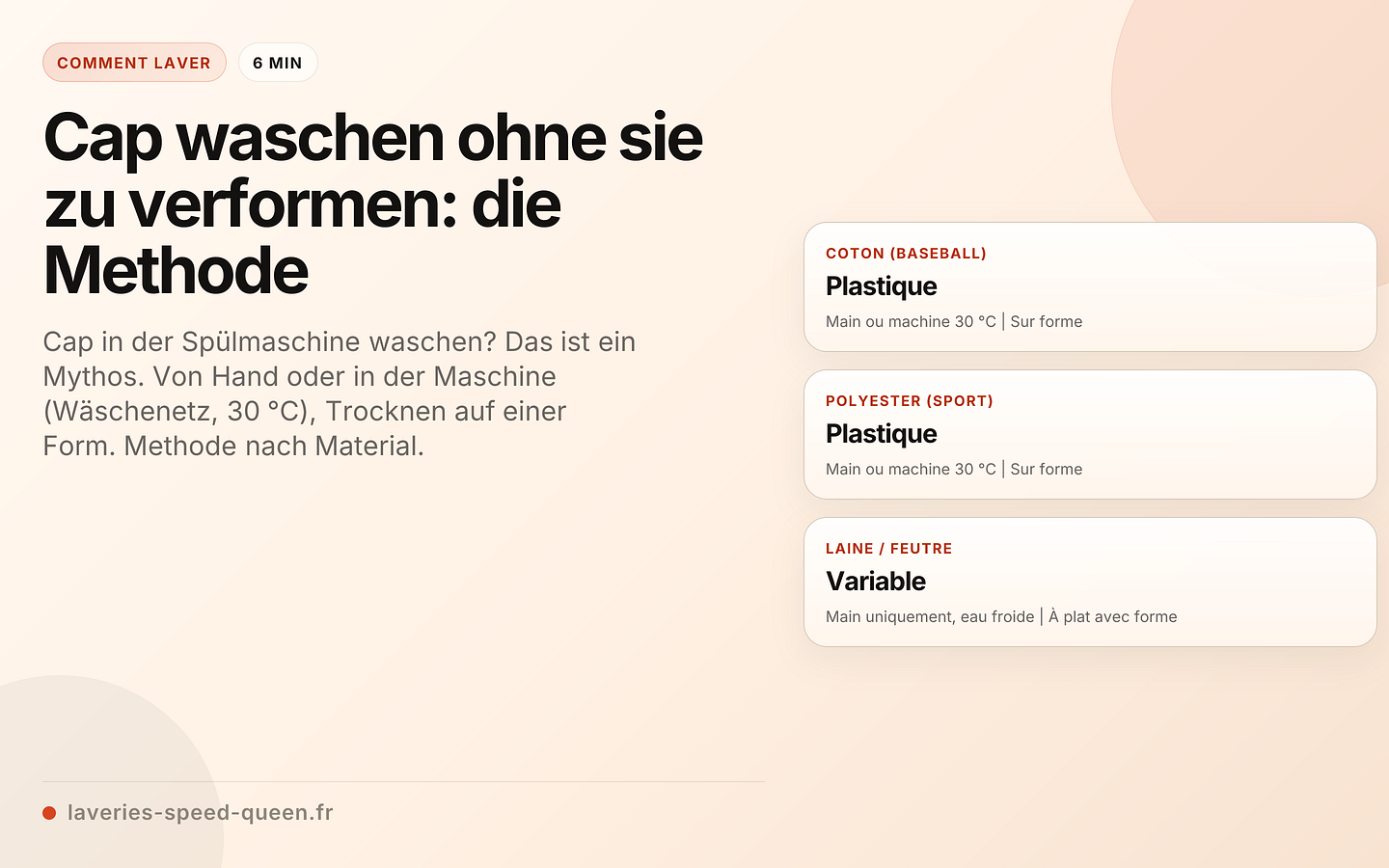 Cap waschen ohne sie zu verformen: die Methode