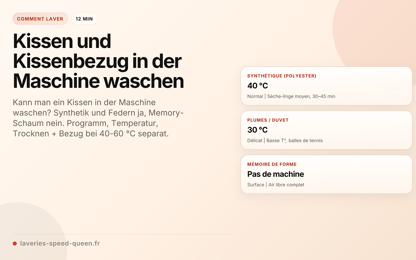 Kissen und Kissenbezug in der Maschine waschen
