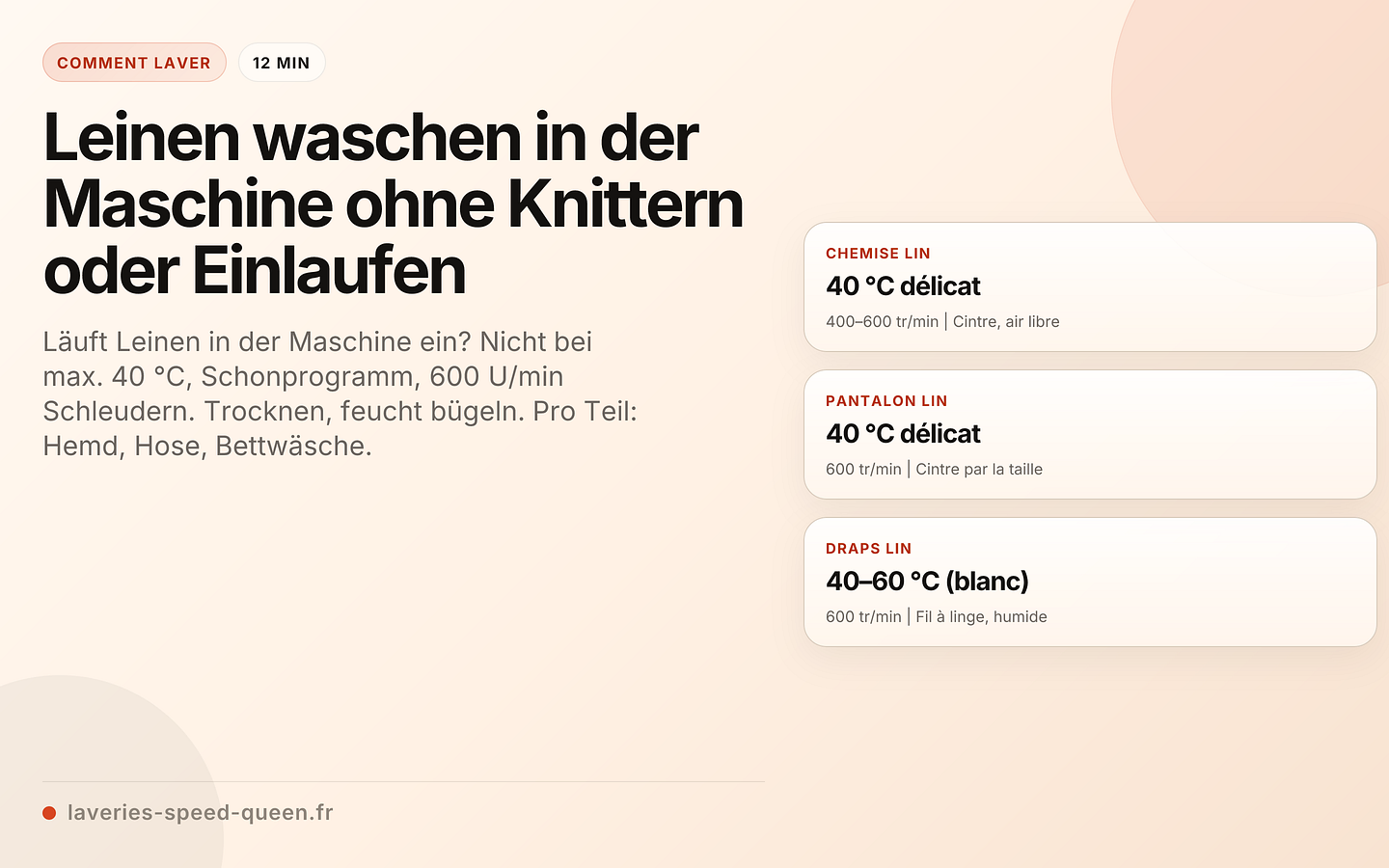 Leinen waschen in der Maschine ohne Knittern oder Einlaufen
