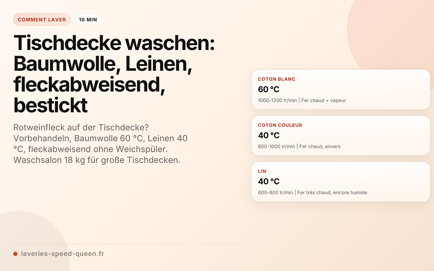 Tischdecke waschen: Baumwolle, Leinen, fleckabweisend, bestickt