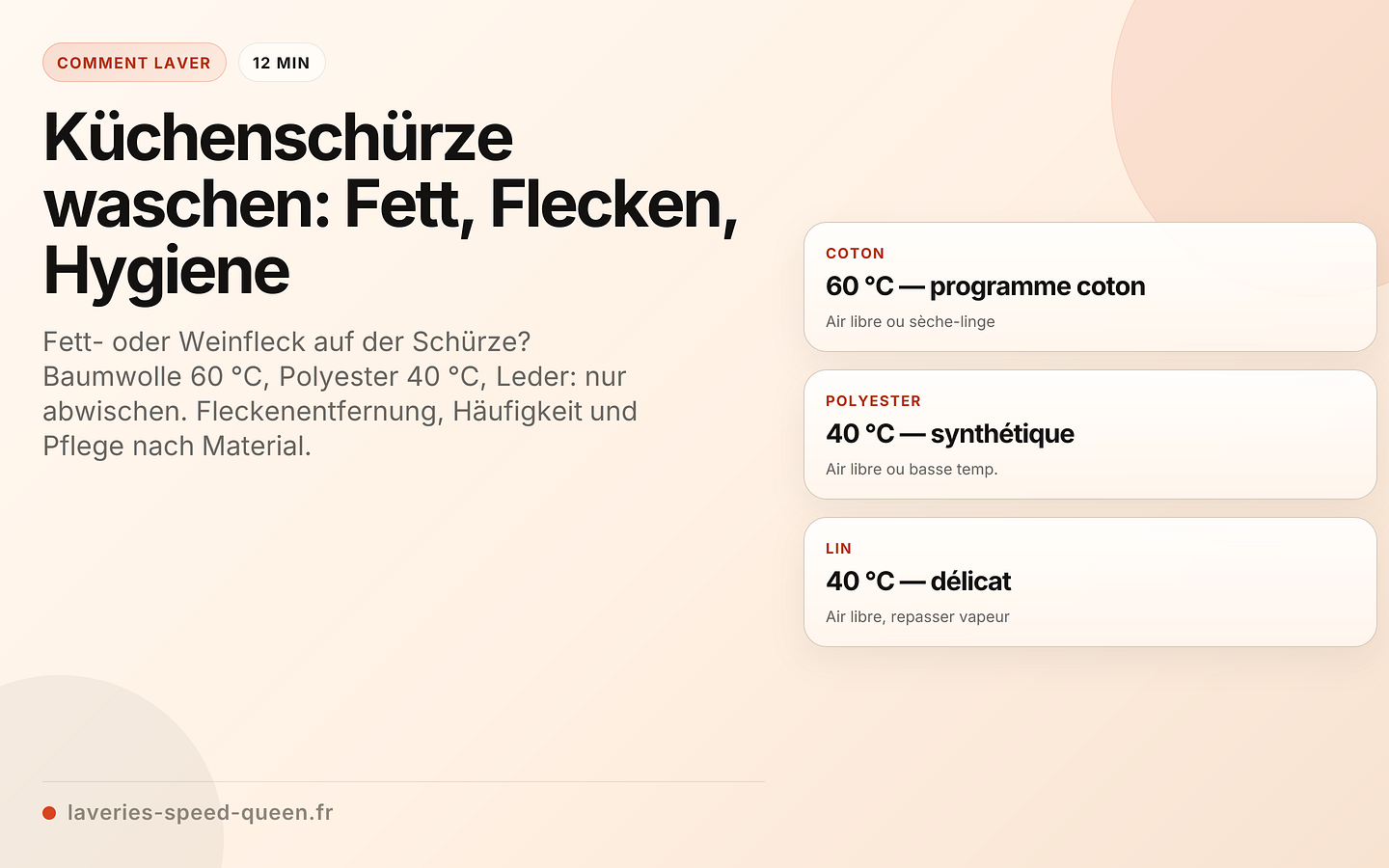 Küchenschürze waschen: Fett, Flecken, Hygiene