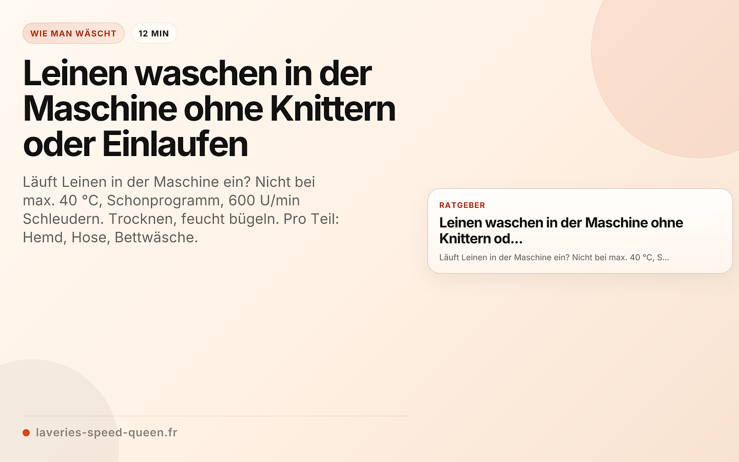Leinen waschen in der Maschine ohne Knittern oder Einlaufen