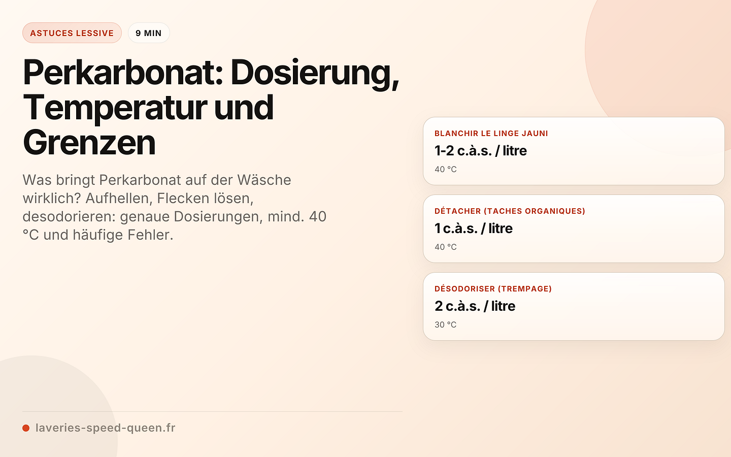 Perkarbonat: Dosierung, Temperatur und Grenzen