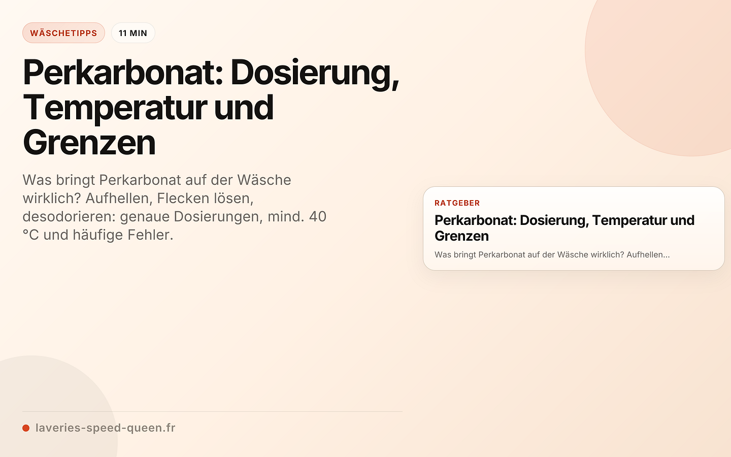 Perkarbonat: Dosierung, Temperatur und Grenzen