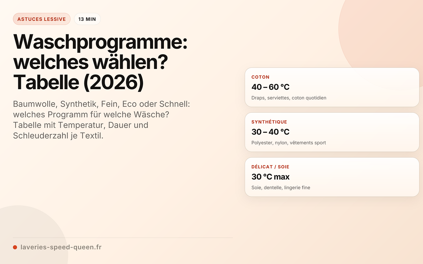 Waschprogramme: welches wählen? Tabelle (2026)