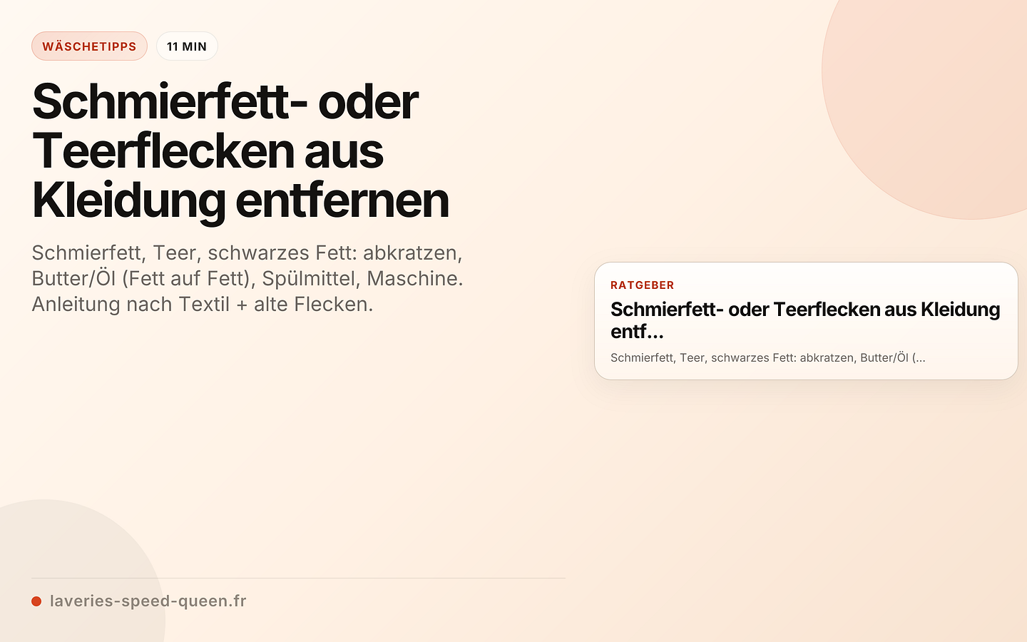 Schmierfett- oder Teerflecken aus Kleidung entfernen