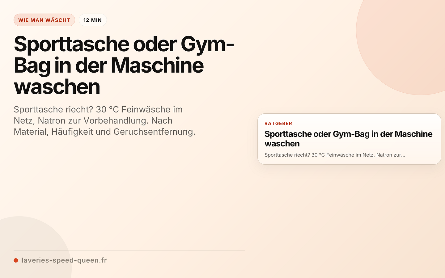 Sporttasche oder Gym-Bag in der Maschine waschen