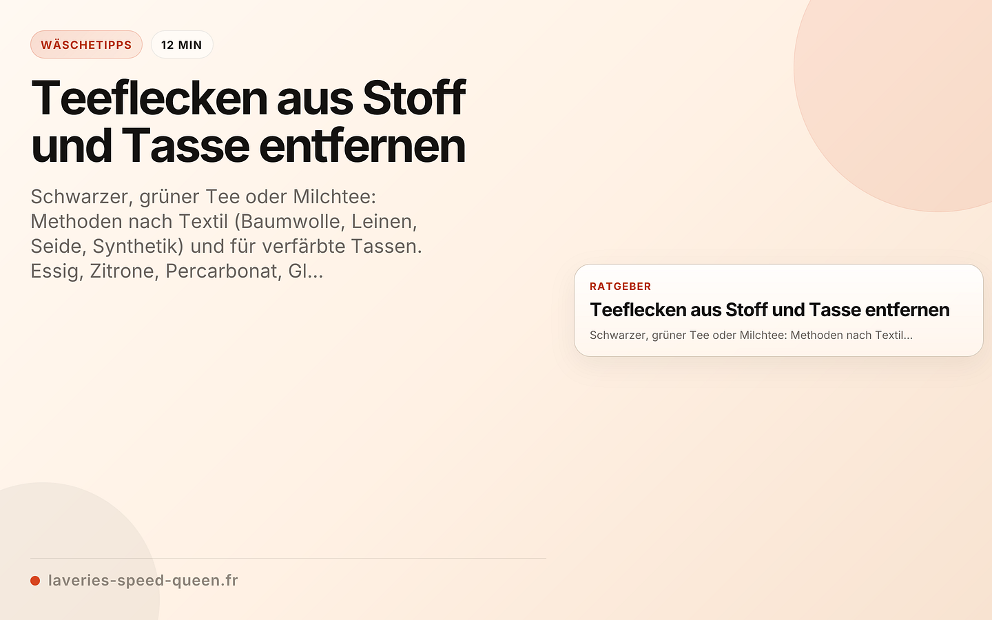 Teeflecken aus Stoff und Tasse entfernen