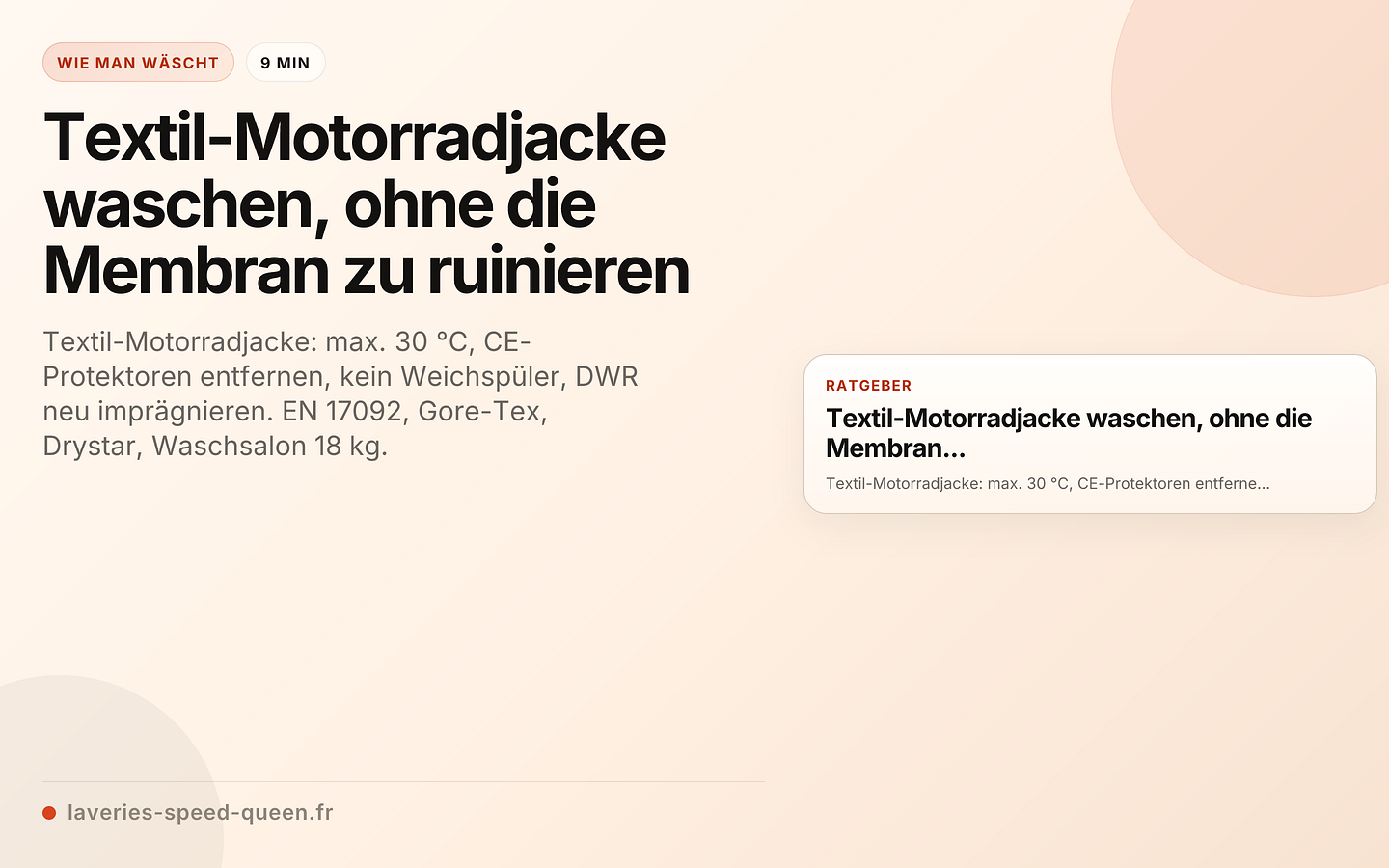 Textil-Motorradjacke waschen, ohne die Membran zu ruinieren