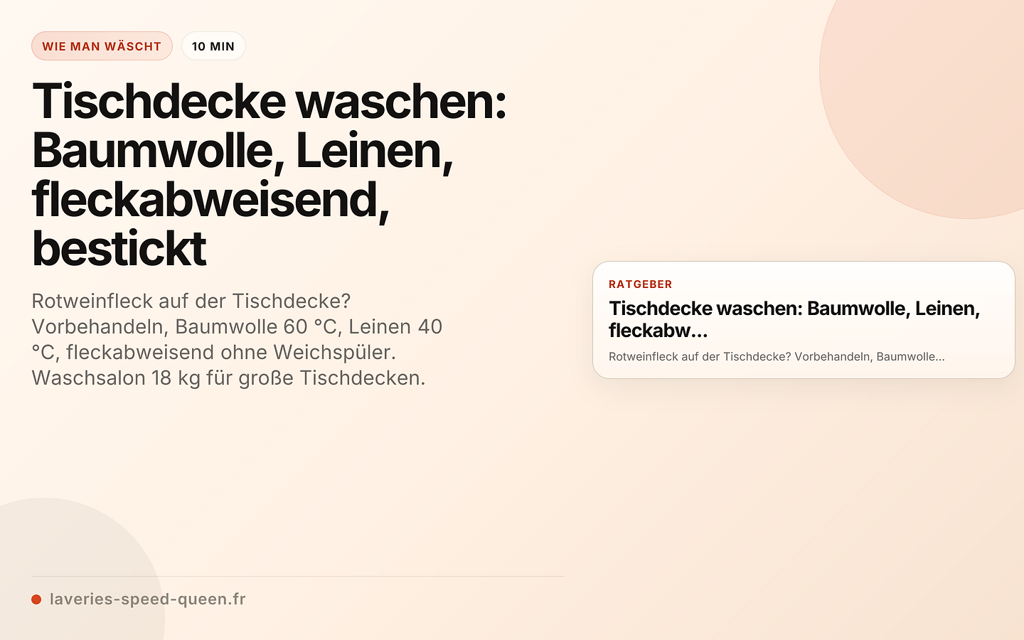 Tischdecke waschen: Baumwolle, Leinen, fleckabweisend, bestickt
