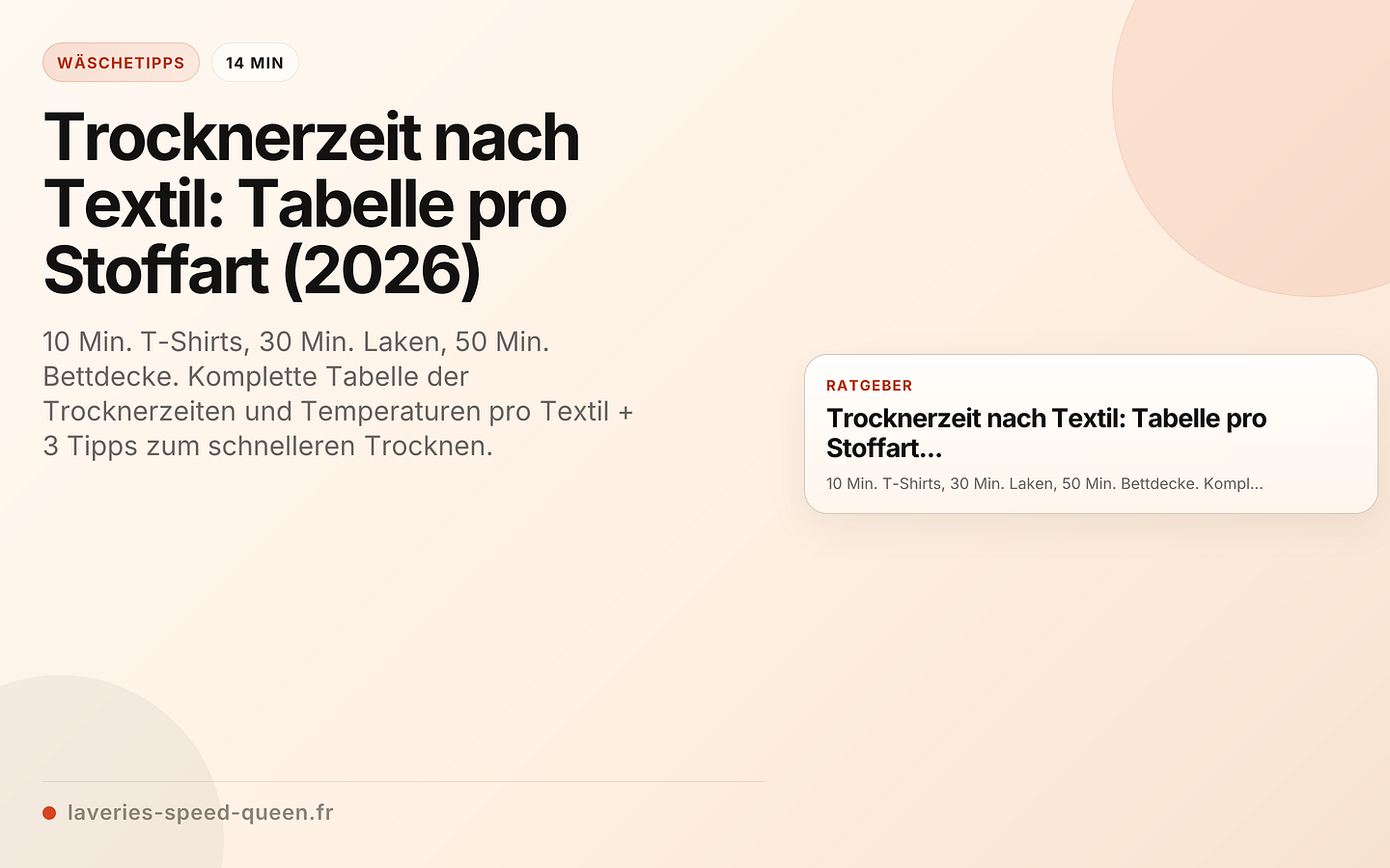 Trocknerzeit nach Textil: Tabelle pro Stoffart (2026)