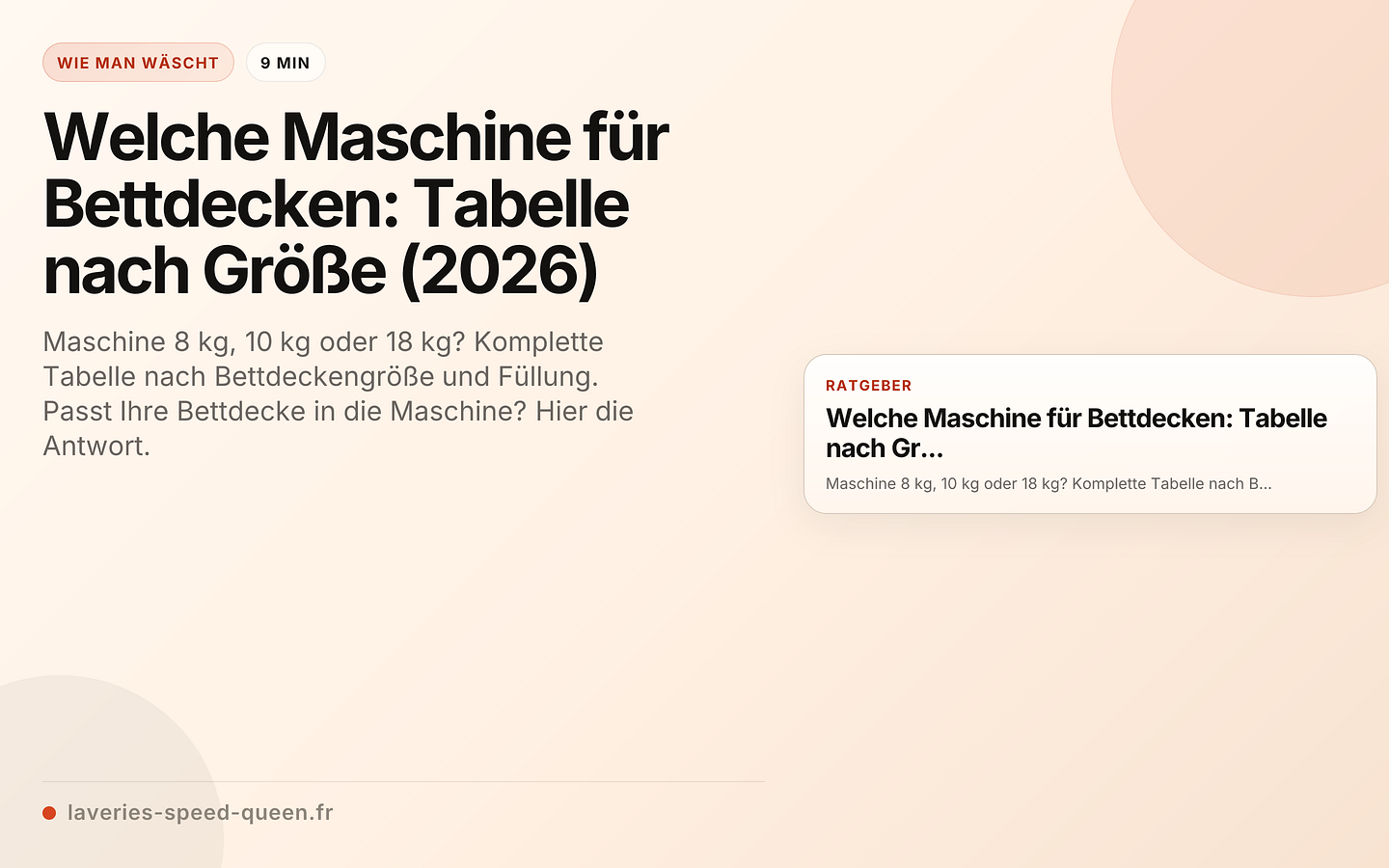 Welche Maschine für Bettdecken: Tabelle nach Größe (2026)