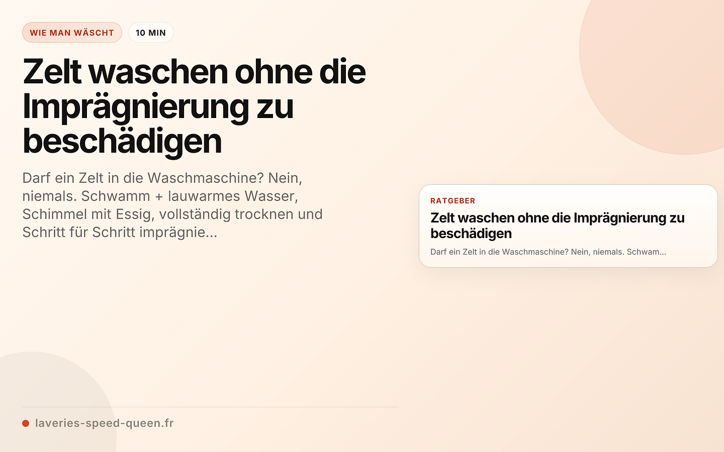 Zelt waschen ohne die Imprägnierung zu beschädigen