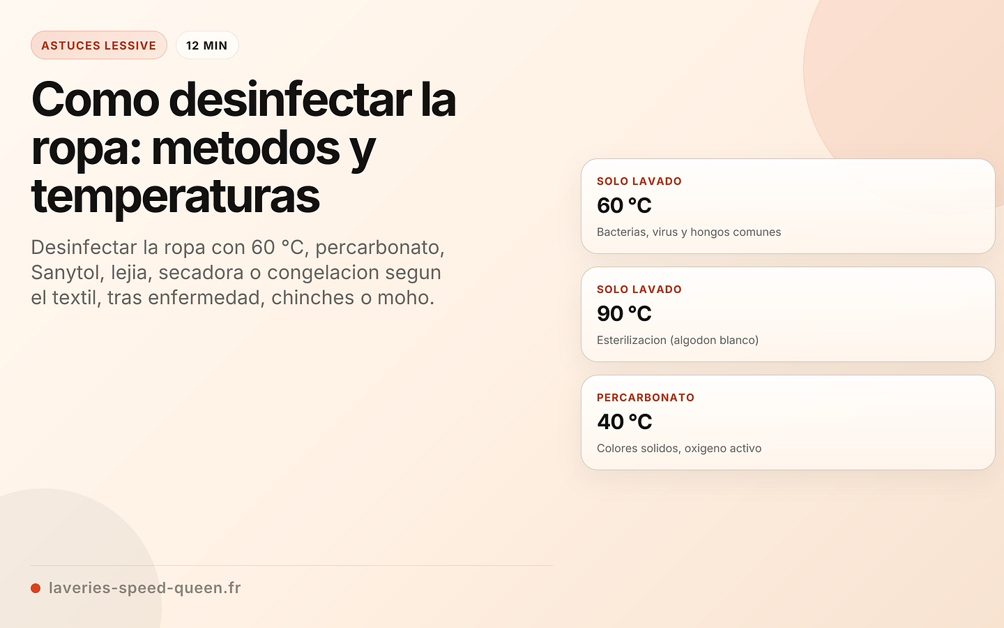 Desinfeccion de ropa por producto y temperatura