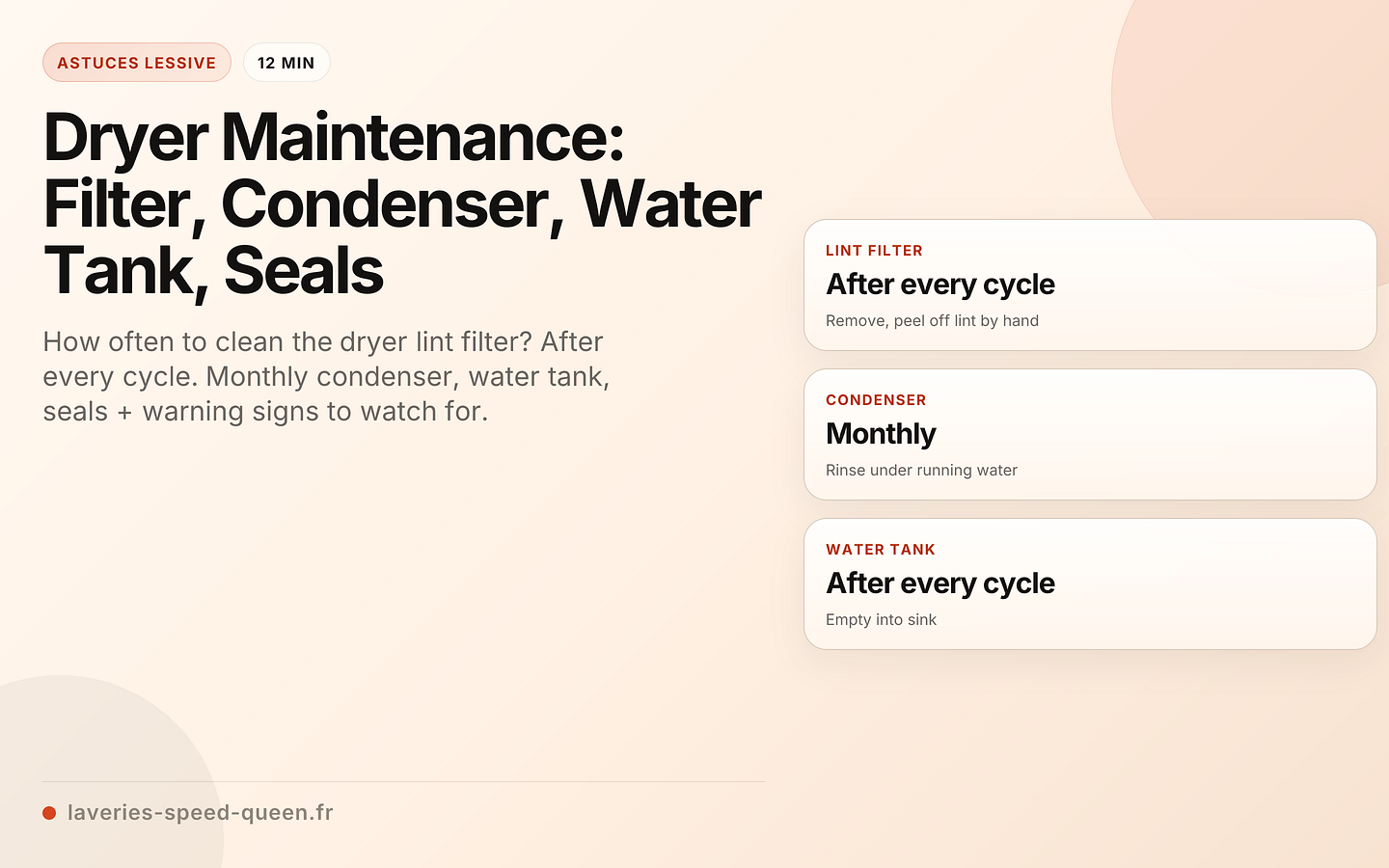 Dryer Maintenance: Filter, Condenser, Water Tank, Seals