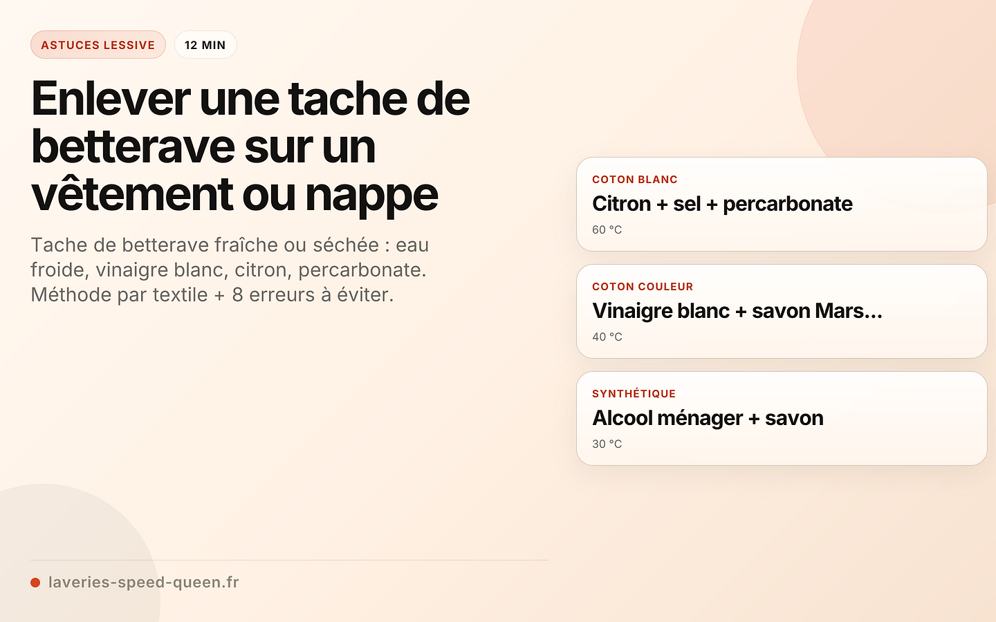 Enlever une tache de betterave sur un vêtement ou nappe