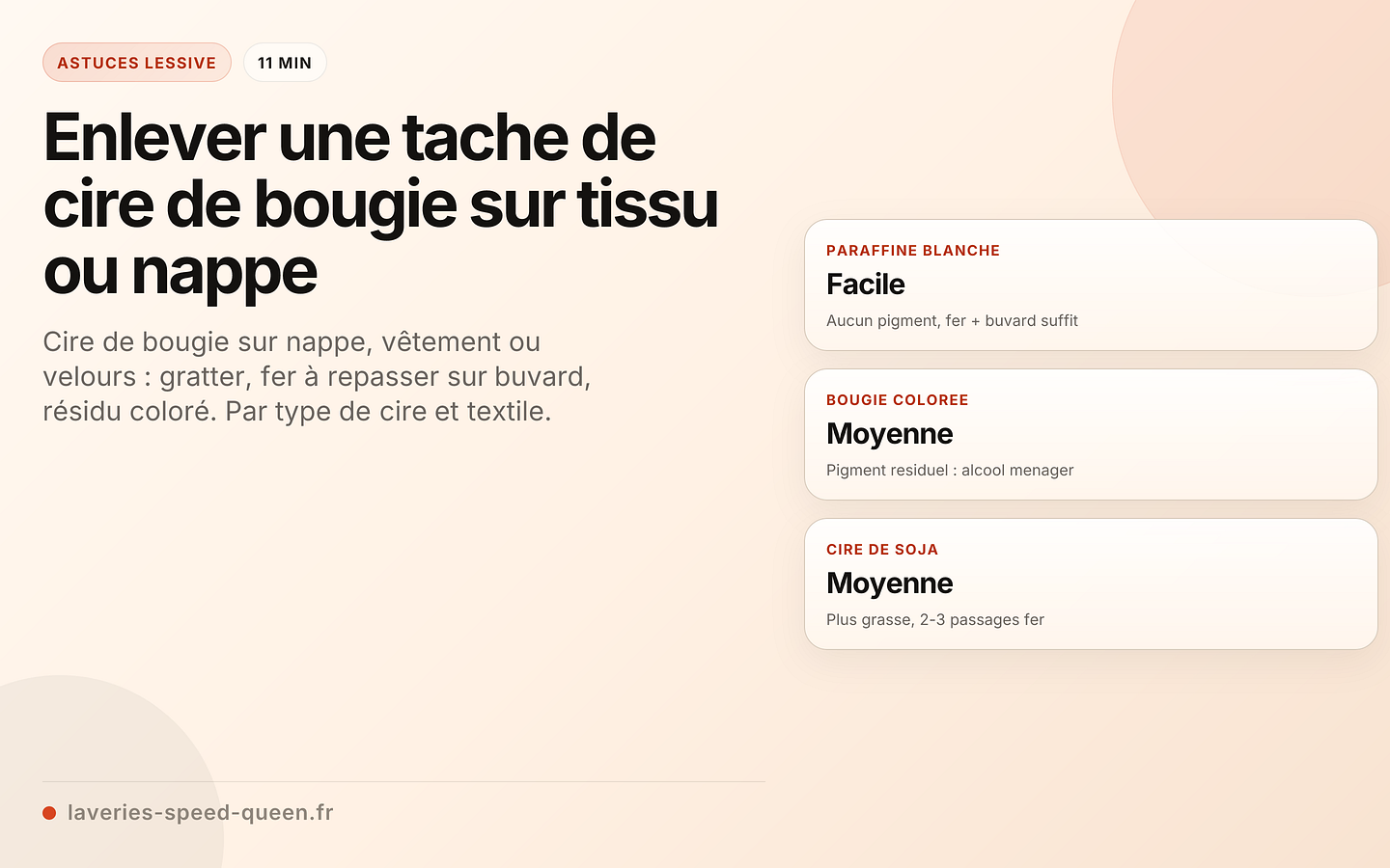 Enlever une tache de cire de bougie sur tissu ou nappe