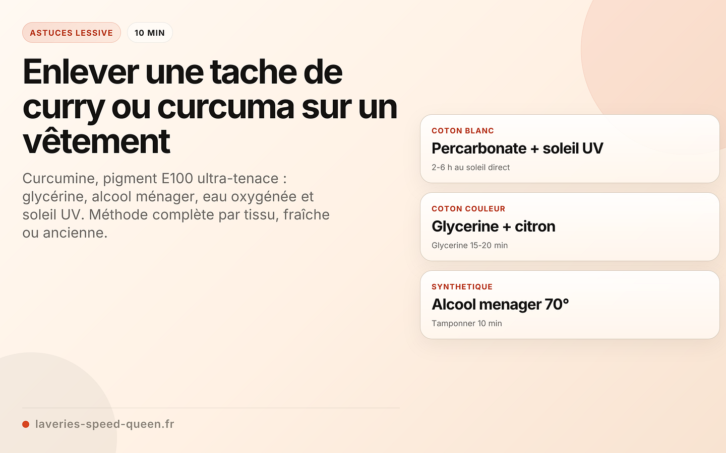Enlever une tache de curry ou curcuma sur un vêtement