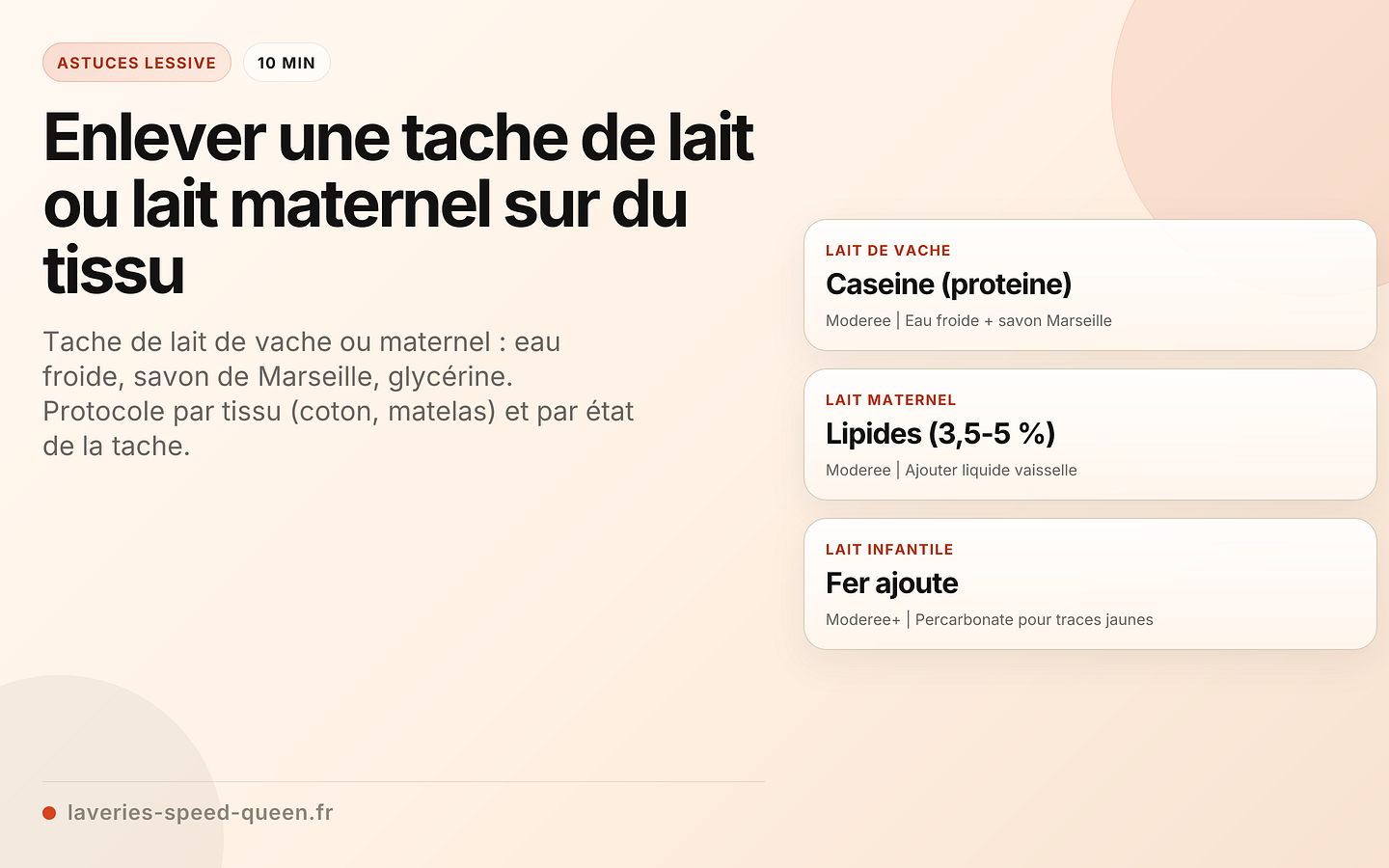 Enlever une tache de lait ou lait maternel sur du tissu