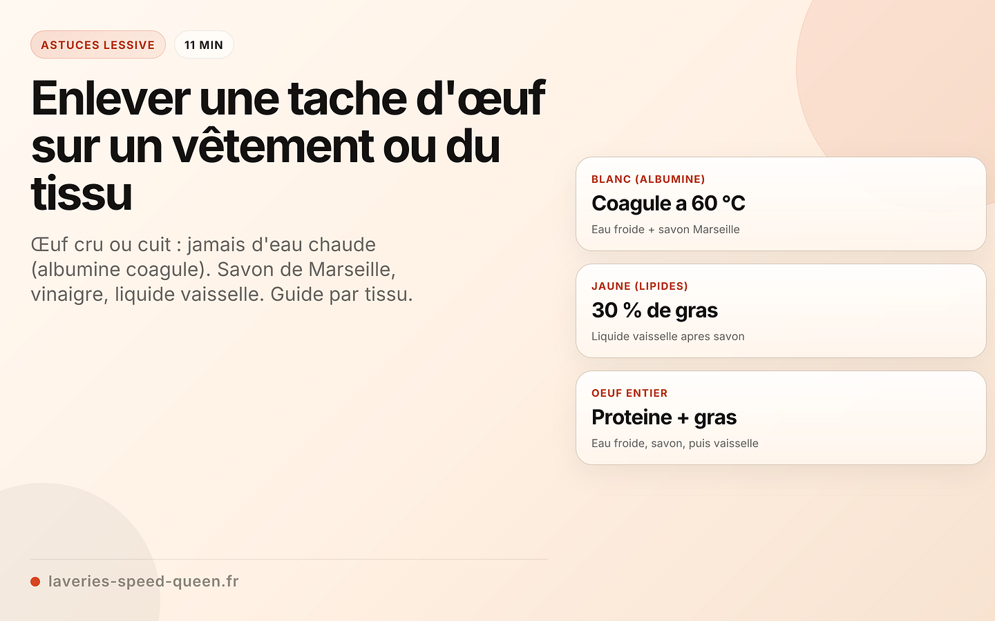 Enlever une tache d'œuf sur un vêtement ou du tissu
