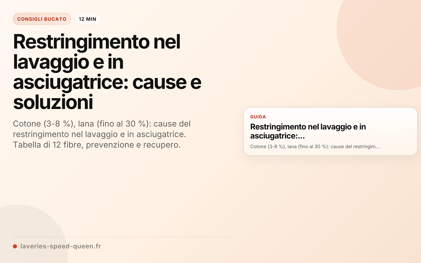 Rischio di restringimento per tipo di fibra tessile