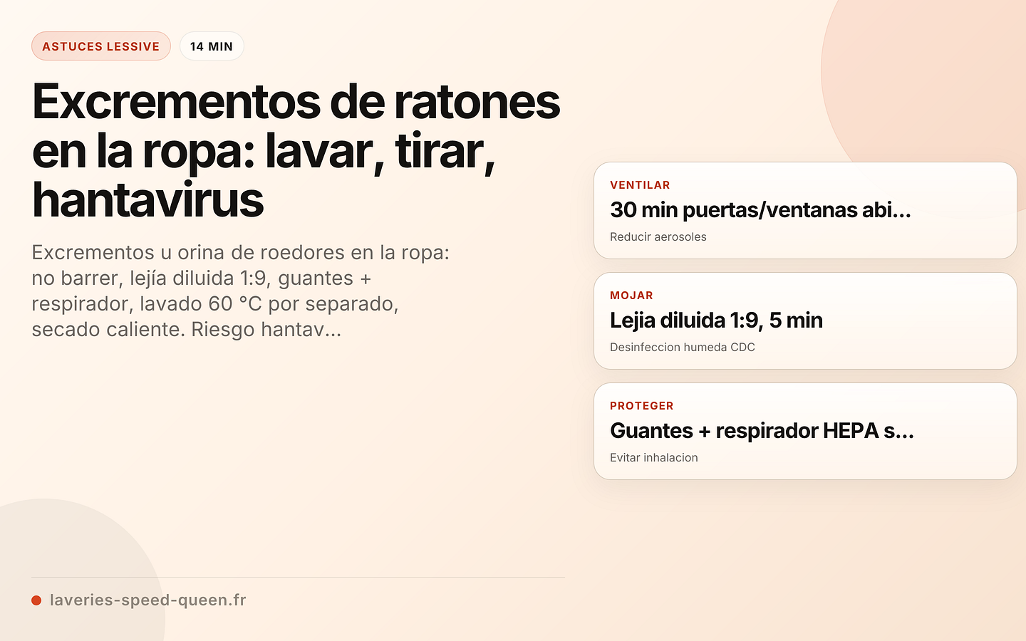 Protocolo de lavado de ropa contaminada por roedores