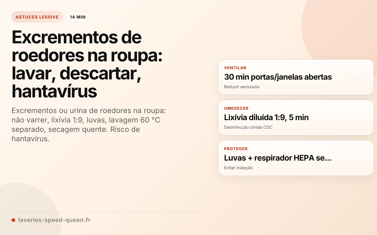 Protocolo de lavagem da roupa contaminada por roedores