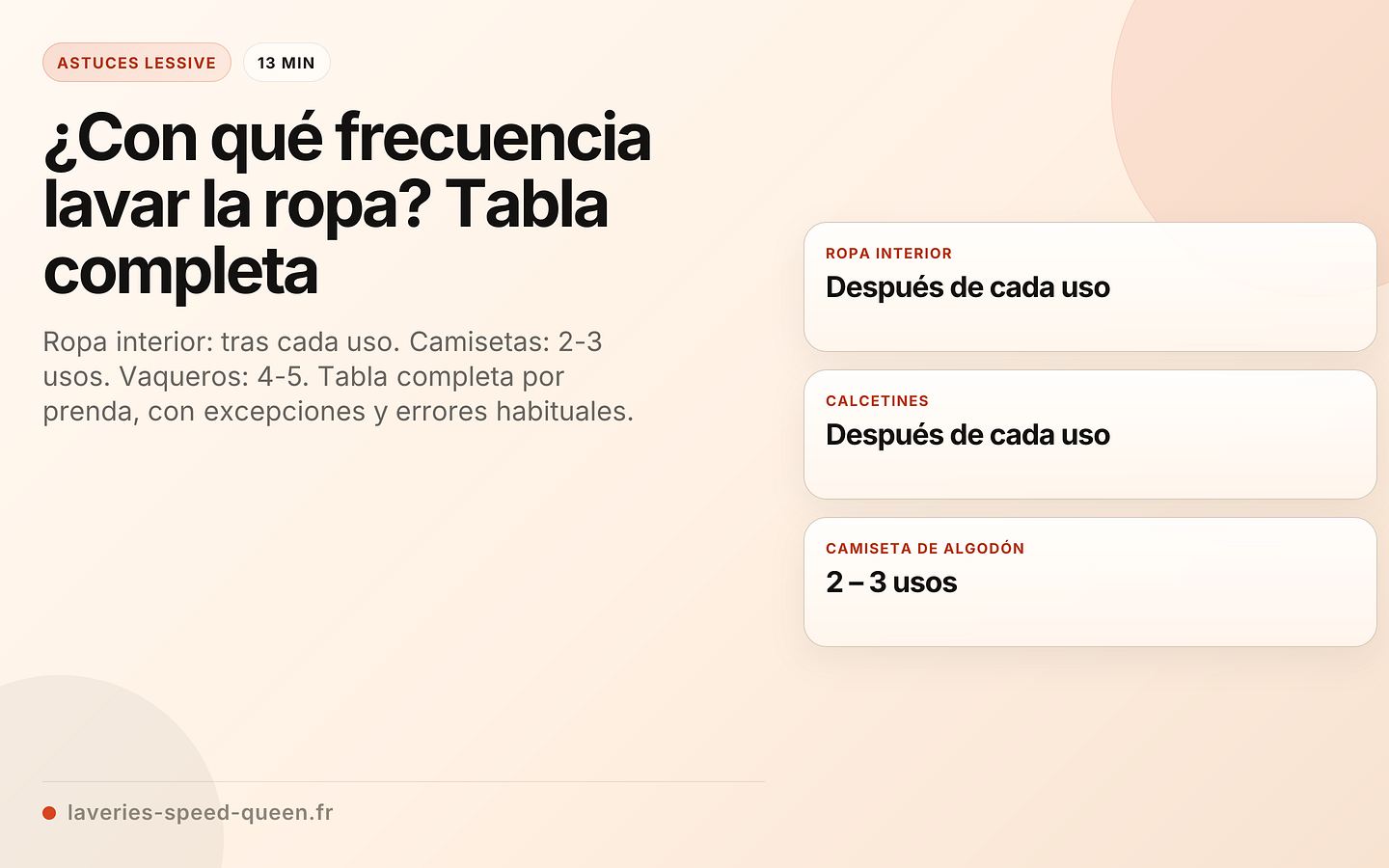 ¿Con qué frecuencia lavar la ropa? Tabla completa