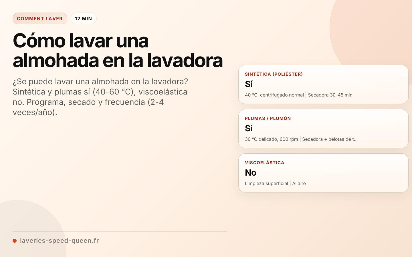 Cómo lavar una almohada en la lavadora