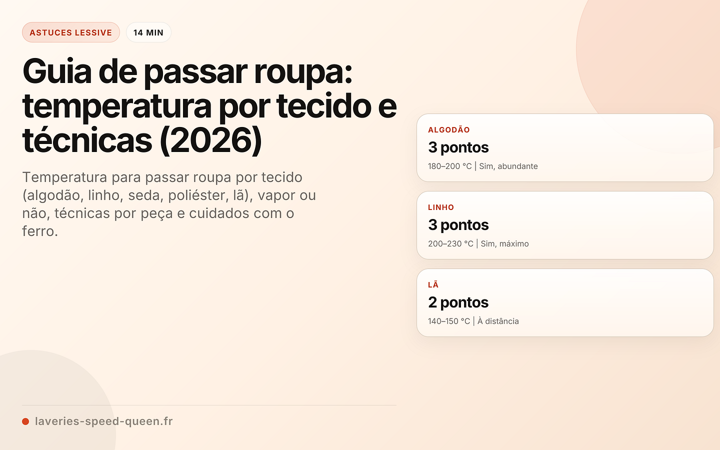 Temperatura para passar roupa por tecido