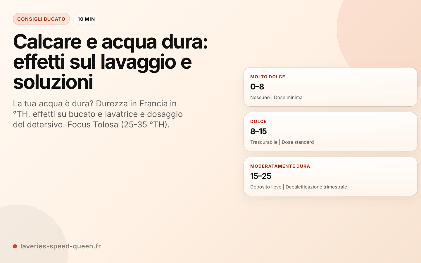 Durezza dell'acqua ed effetti sul lavaggio