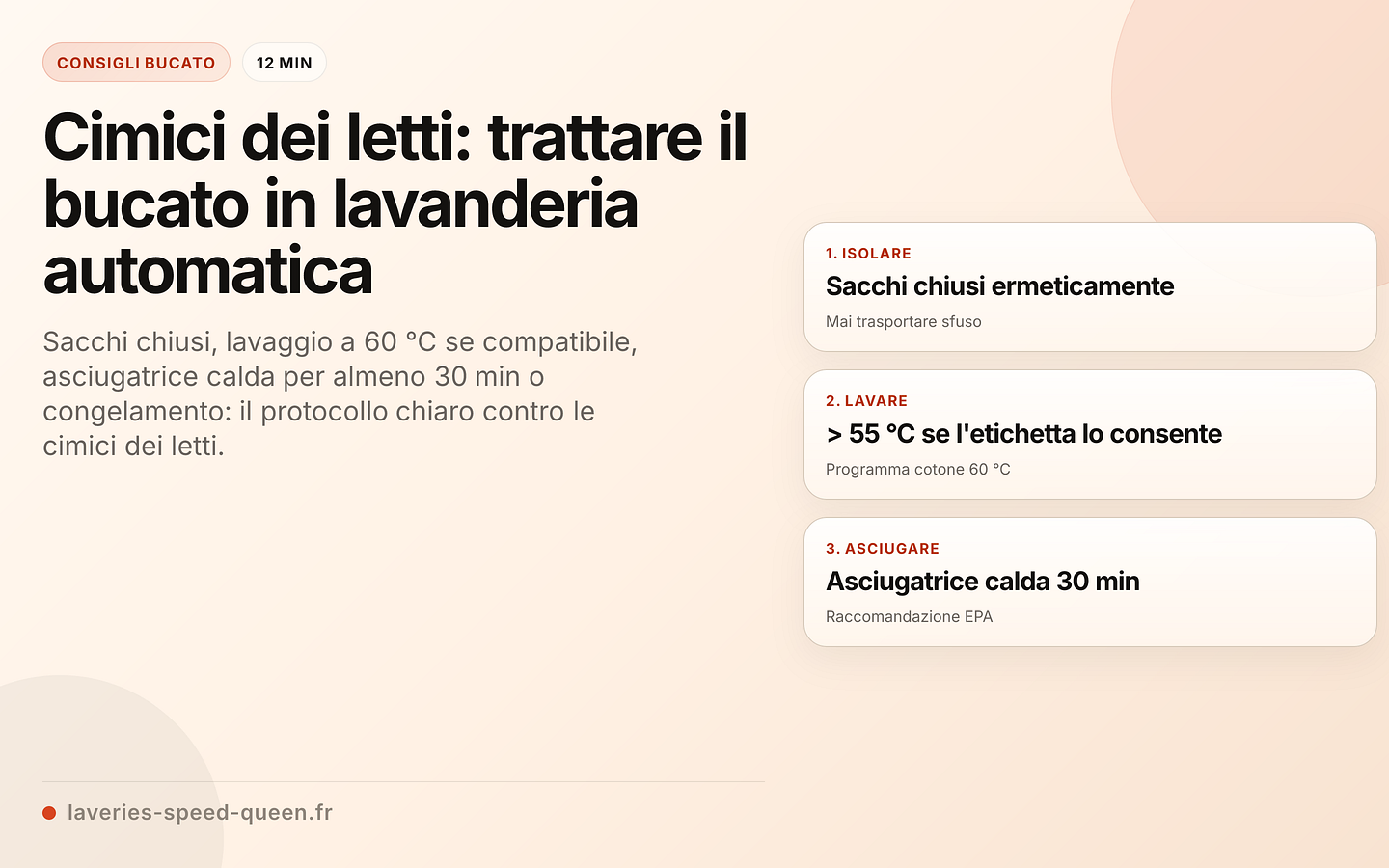 Protocollo bucato contro le cimici dei letti
