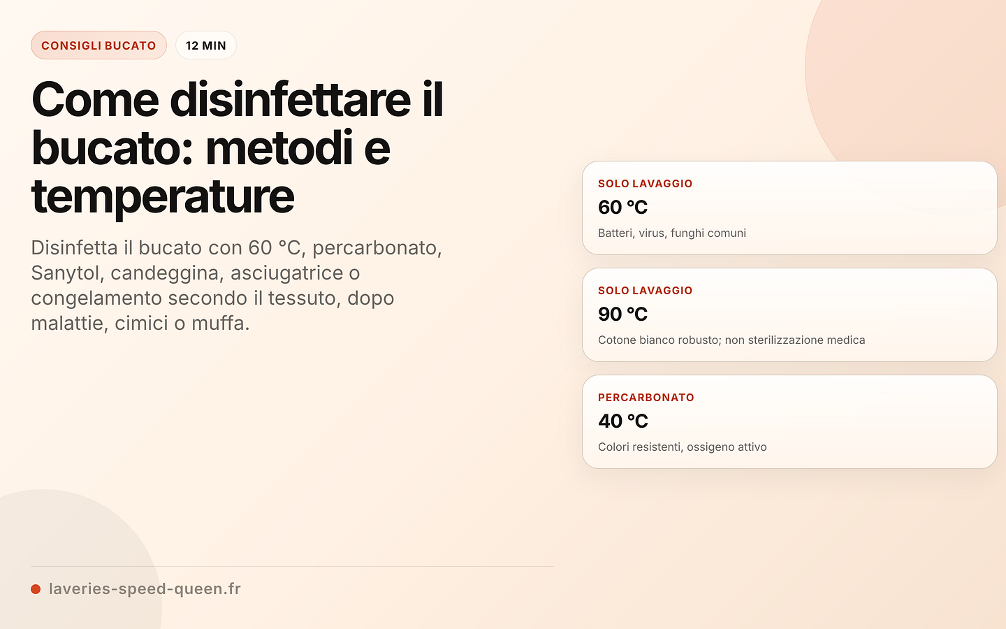 Disinfezione del bucato con prodotti e temperature