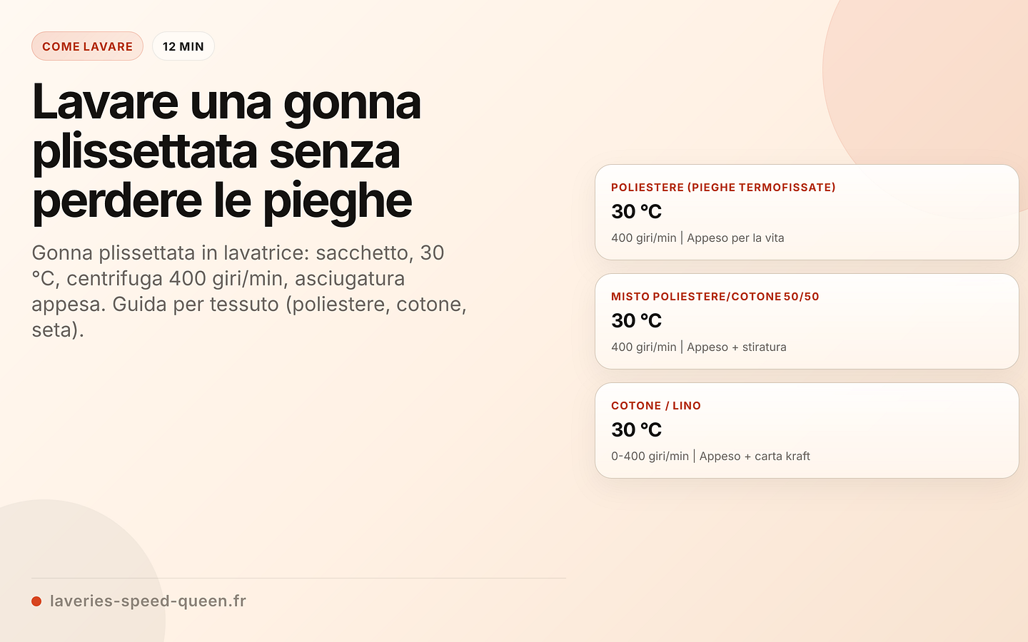 Lavaggio di una gonna plissettata in base al tessuto