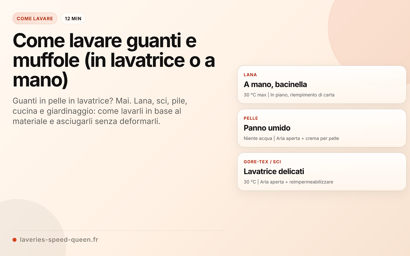 Lavaggio di guanti e muffole in base al materiale