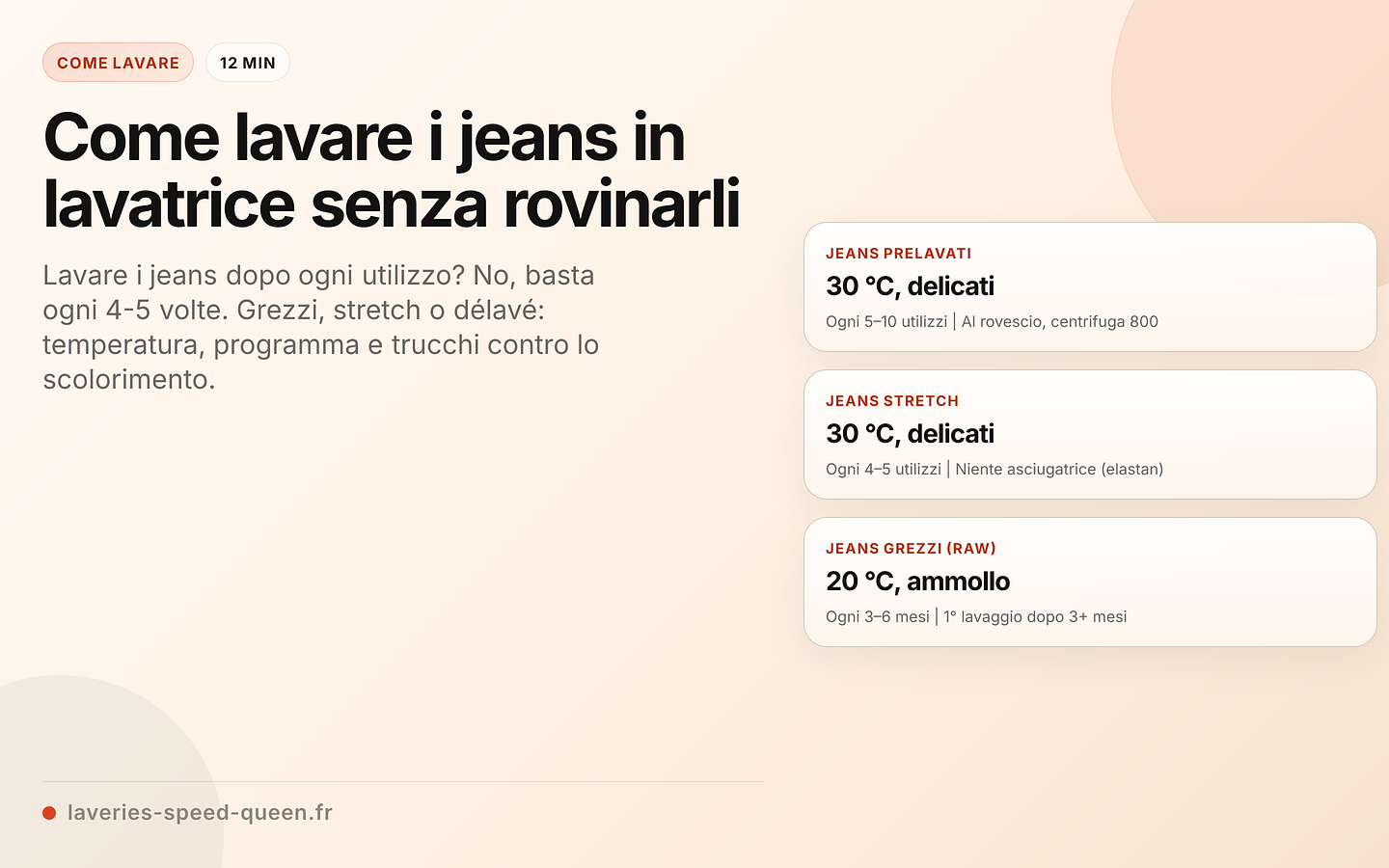 Lavaggio dei jeans per tipo di denim